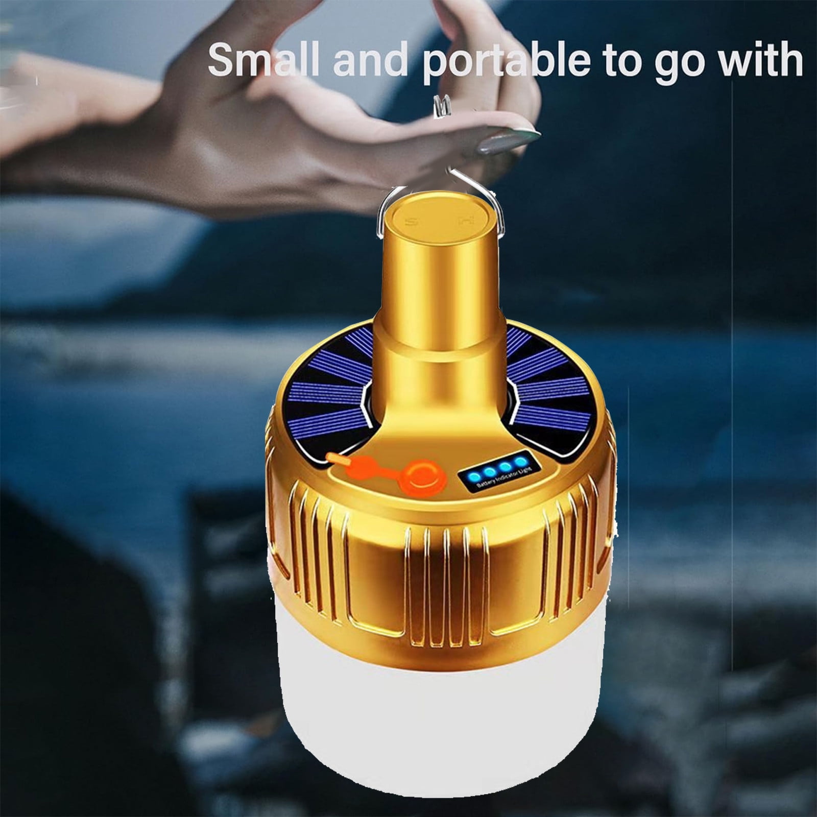 Infidev Super Bright Solar Rechargeable Bulb, 60W LED Camping Light with USB Charging and Remote Control for Outdoor Home Lighting