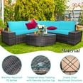 thumbnail image 6 of Costway 6PCS Rattan Furniture Set Conversation Cushioned Sofa Armrest Garden Turquoise, 6 of 11