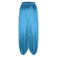 thumbnail image 4 of YiZYiF Mens Satin Belly Dance Harem Pants Loose Fit Trousers Bloomers Arabian Prince Outfits Light Blue M, 4 of 7