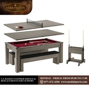 Barrington Billiards 6 ft 3-in-1 Multi Game Pool Table with Dining Top & Table Tennis Set, Burgundy