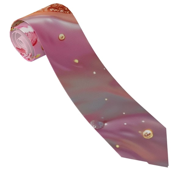 Vsdgher Abstract Pink Gold Splash Print Ties for Men 4.7" Formal Necktie Wedding Accessory Men's Business Ties for Wedding Bussiness Work