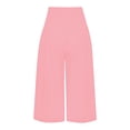 thumbnail image 5 of Palazzo Capri Pants for Women Cotton Linen Lightweight Elastic Waist Wide Leg Loose Flowy Capris with Pockets, 5 of 5
