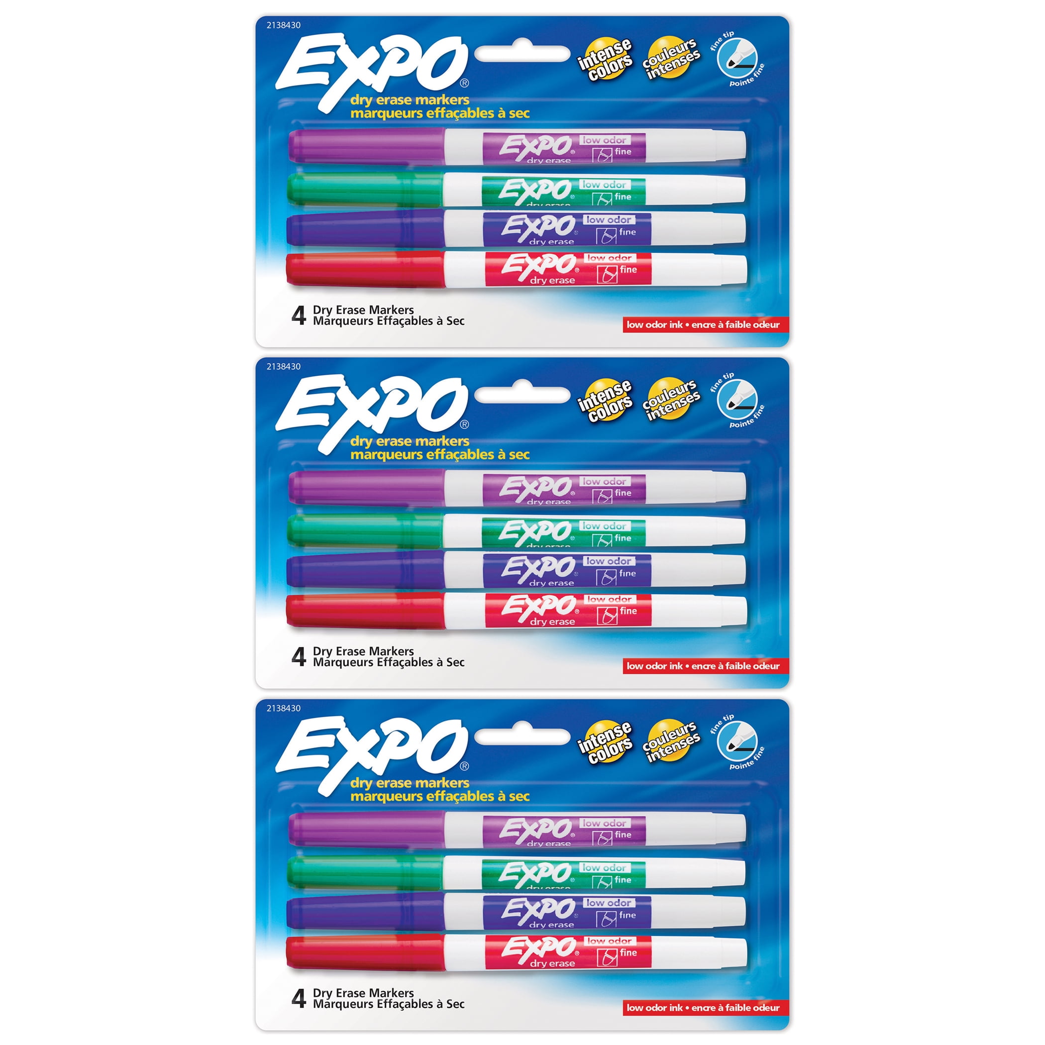 Expo - Black, Blue, Red, Green & Plum Low Odor Ultra Fine Tip 4 Pack Dry  Erase Markers - 57433385 - MSC Industrial Supply