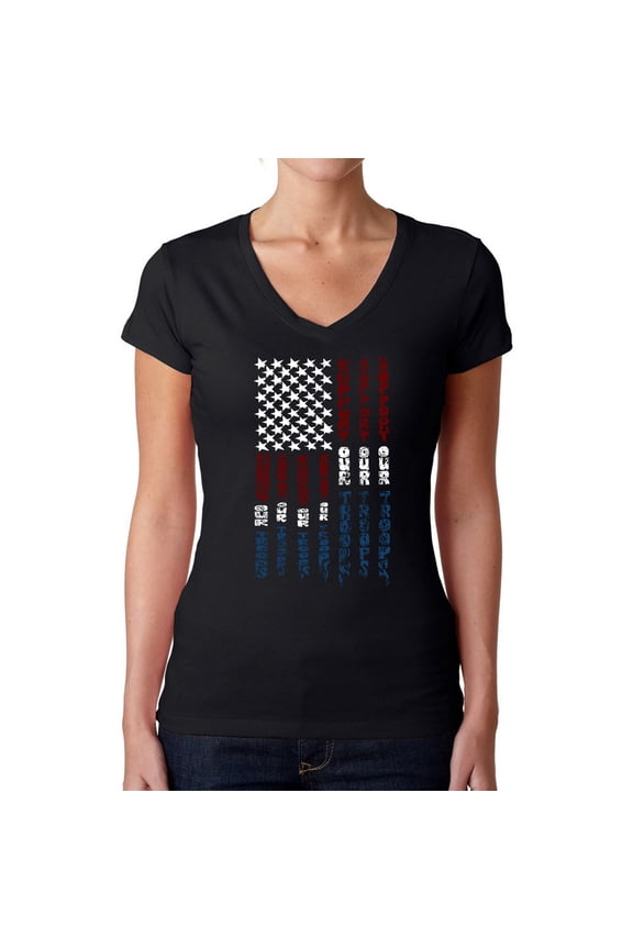 Women's Word Art V-Neck T-Shirt - Support our Troops
