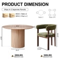 thumbnail image 5 of 47" Round Dining Table Set for 4, Natural Wood Grain Tabletop with 4 Green Chenille Upholstered Armchairs, Thick Cushions and Sturdy Metal Frames, 5 of 7