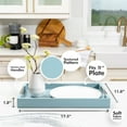 thumbnail image 4 of Home Redefined 17.5”x12” Rectangle Glossy Shagreen Faux Leather Decorative Serving Tray with Stainless Steel Metal Handles, Baby Blue, 4 of 7
