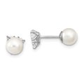 thumbnail image 4 of 925 Sterling Silver White 5 6mm Simulated Shell Pearl Cubic Zirconia Cz Reversible Stud Earrings Ball Button, 4 of 8