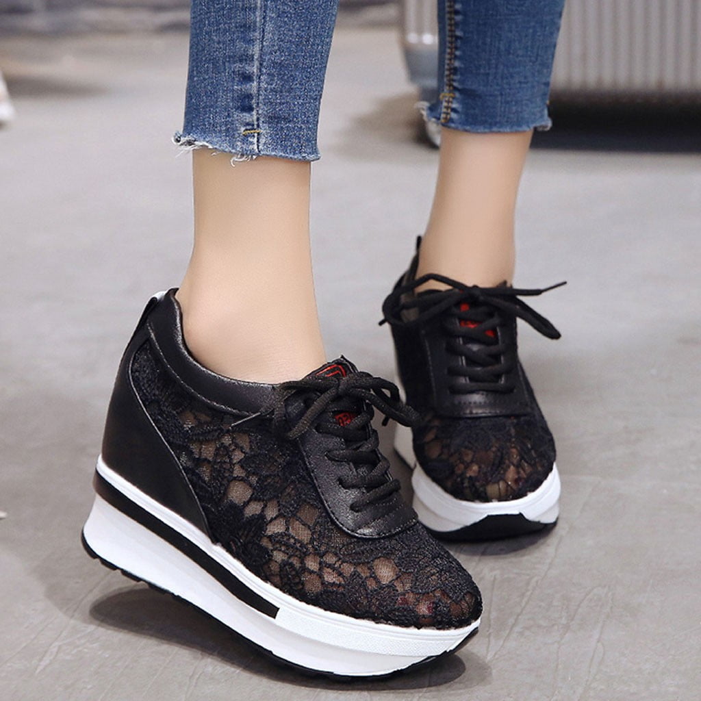 Danhjin Sneakers, Spring Summer Breathable Running Shoes Wedges Casual Shoes - Walmart.com