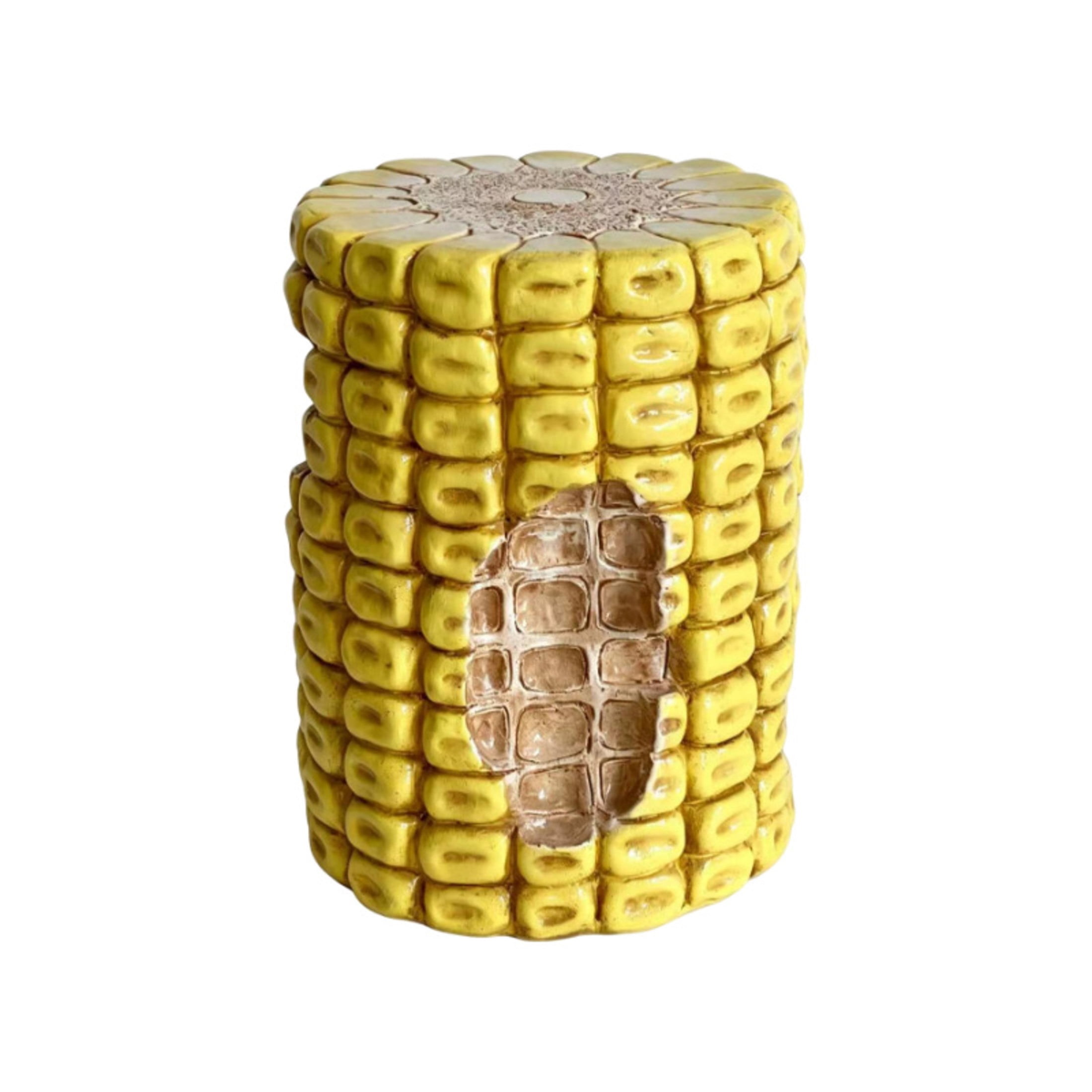 Noble House Novelty Corn Stool, Cute Fairy Decorative Statue, Outdoor Creative Figurine Seat for Patio, Garden, Yellow