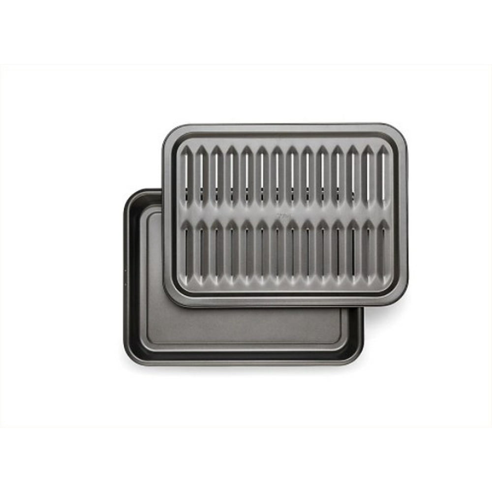 TFal Nonstick 17Inch x 12.6Inch 2Piece Carbon Steel Broiler Pan Set