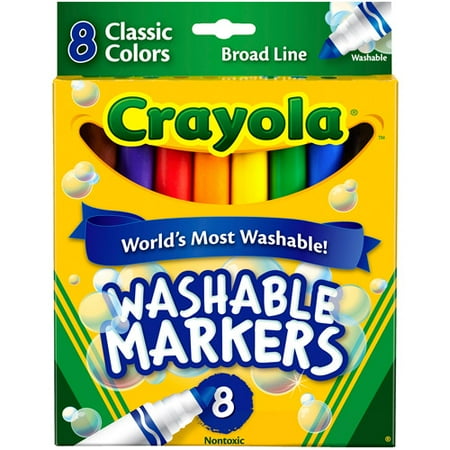 Crayola Washable Markers, Broad Point, Classic Colors, 8/Pack