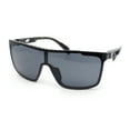 thumbnail image 2 of Color Mirror Rimless Y2K Mens Shield Plastic Sport Wrap Sunglasses Shiny Black - Black, 2 of 4