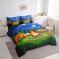 thumbnail image 2 of Catabedysis Night Camping 7-Piece Twin Bedding,Campfire Camper Print Bedding Comforter Set For Boys,Multicolor,Navy Blue Reversible, 2 of 7