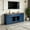 Blue, variant on AUU Modern 67" TV Console with Glass Doors & 3 Drawers – Blue & Walnut Finish Media Stand with Adjustable Shelves for Living Room