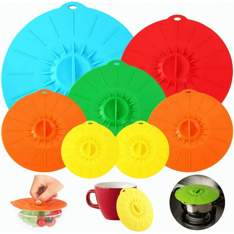 Silicone Lids, Microwave Splatter Cover, 5 Sizes Reusable Heat