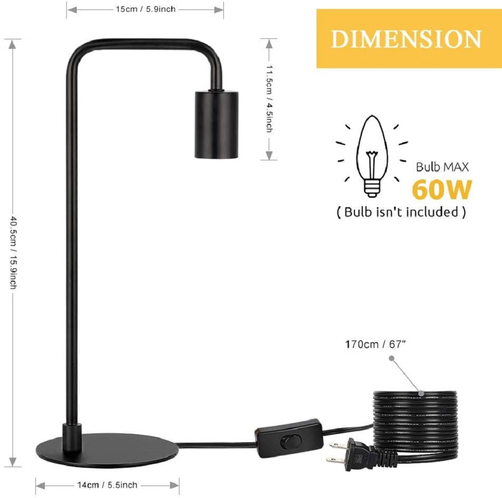 Industrial Table Lamps Set of 2 - Modern Bedside Lamps Black