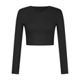 thumbnail image 4 of Zshosam Womens Long Sleeve Shirts Slim Fit Crew Neck Going Out Tops Basic Tees Trendy Fashion Fall Outfits 2024(Black,M), 4 of 7