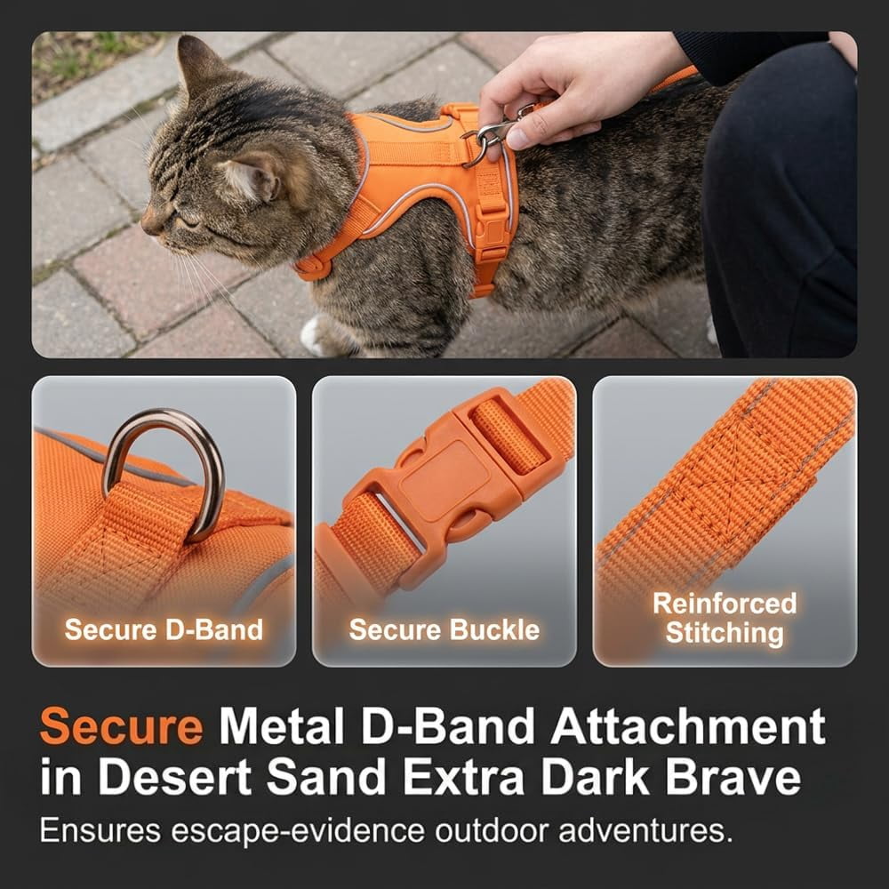 Escape Proof Cat Harness and Leash Set, Adjustable, Breathable, Reflective, for Cats