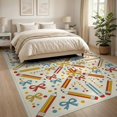 thumbnail image 3 of ODIKA 8'x10' Washable Area Rug Durable, Non-Slip Classroom Cheerful School Tossed Educational Pencil Schoolgirl for Living Room, Under Sectional, Family, 3 of 7