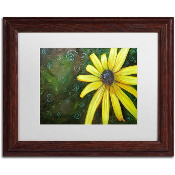 Trademark Fine Art "Black Eyed Susan" Canvas Art by Jennifer Redstreake White Matte, Wood Frame