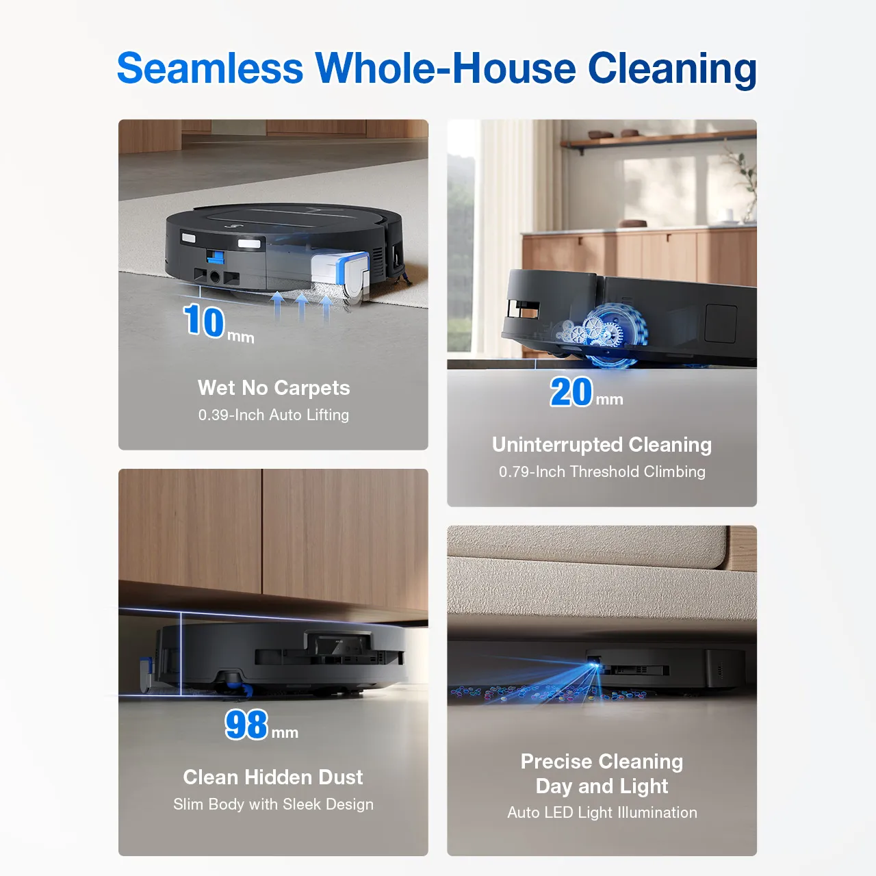 ECOVACS DEEBOT T80 Omni Robot Vacuum and Mop，18,000Pa Suction, OZMO™ Roller Real-Time Mop Washing，Self-Emptying