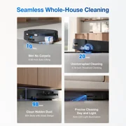 ECOVACS DEEBOT T80 Omni Robot Vacuum and Mop,18,000Pa Suction, OZMO™ Roller Real-Time Mop Washing,Self-Emptying
