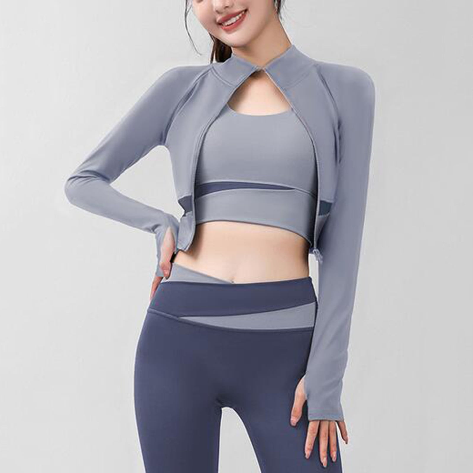 Women Long Sleeve Yoga Shirt Half-Zip Built in Bra Crop Tops Outdoor  Athletic Jacket with Thumb Hole (Red, XS) price in UAE,  UAE