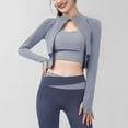thumbnail image 2 of IROINNID Women's Zip Up Jacket Long Sleeve Solid Color Round Neckline Outwear, Comfy Wear Color Matching Long Speed Dry Tight Slimming Sports Fitness Running Yoga Jacket, 2 of 7