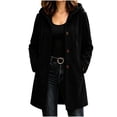 thumbnail image 4 of MOONDU Women's Faux Suede Coat Pea Coat Hooded Button Down Mid-Length Drawstring Long Sleeve with Pockets Casual Fall Winter Daily Wear Top 8 Colors, 4 of 8