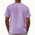 thumbnail image 3 of Men's Summer Solid Color Henley Neck Short Sleeve Shirt Casual Lightweight Breathable Button Placket Tops Loose Fit Comfortable Blouse, 3 of 3