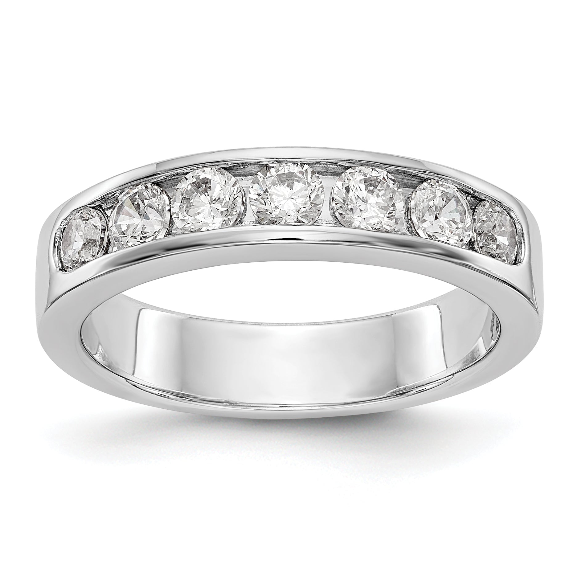 CZ Solid Real 14K White Gold 7-Stone Wedding Band Ring 0.80ct