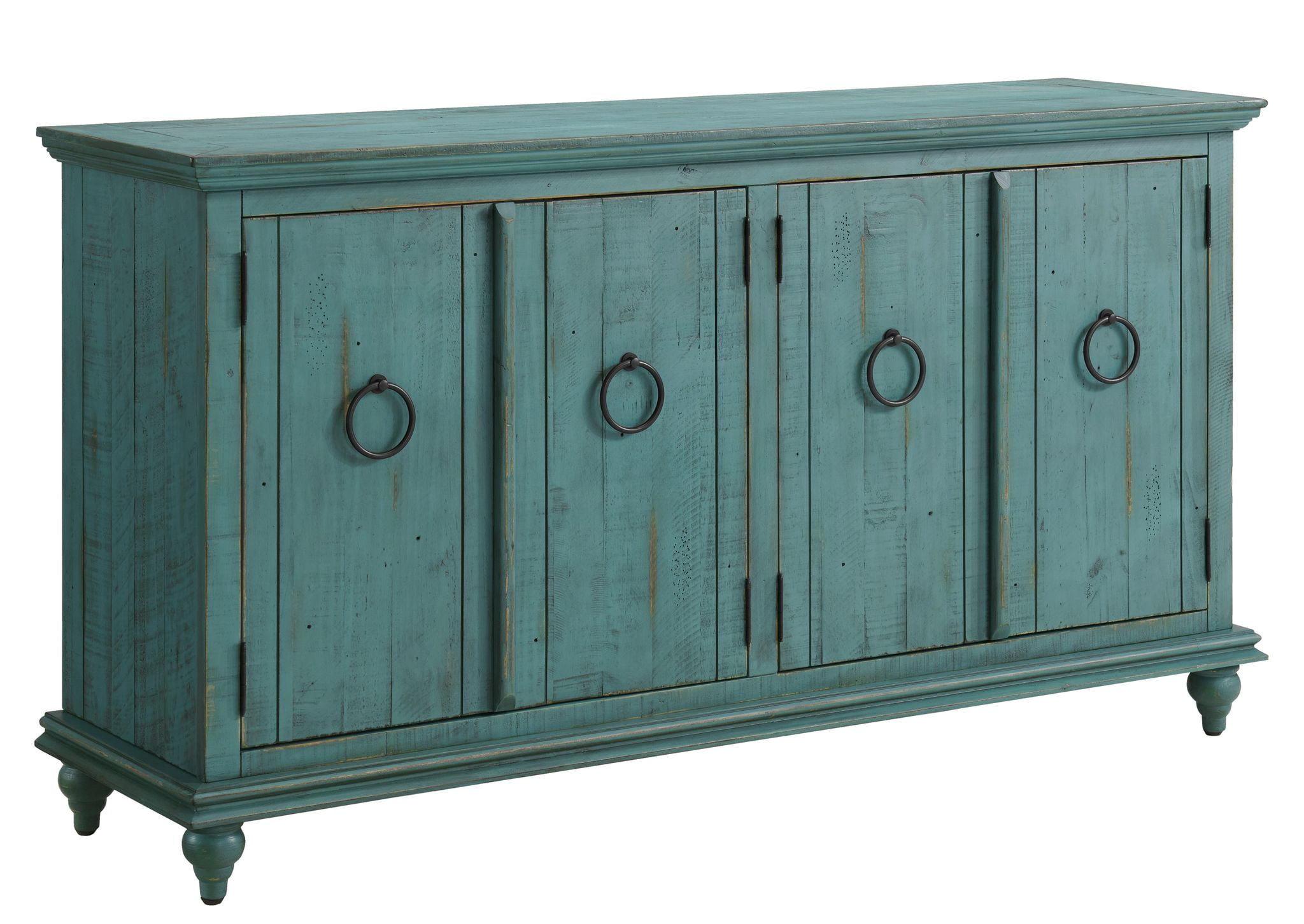 Martin Svensson Home Garden District Solid Wood TV Stand for TVs up to 70", Rustic Turquoise