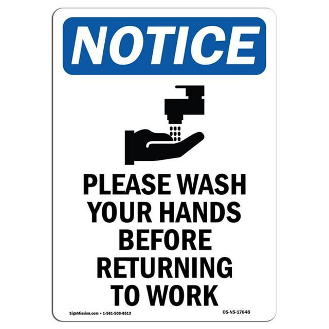 SignMission OS-NS-RD-1014-V-17648 Osha Notice Sign - Please Wash Your Hands