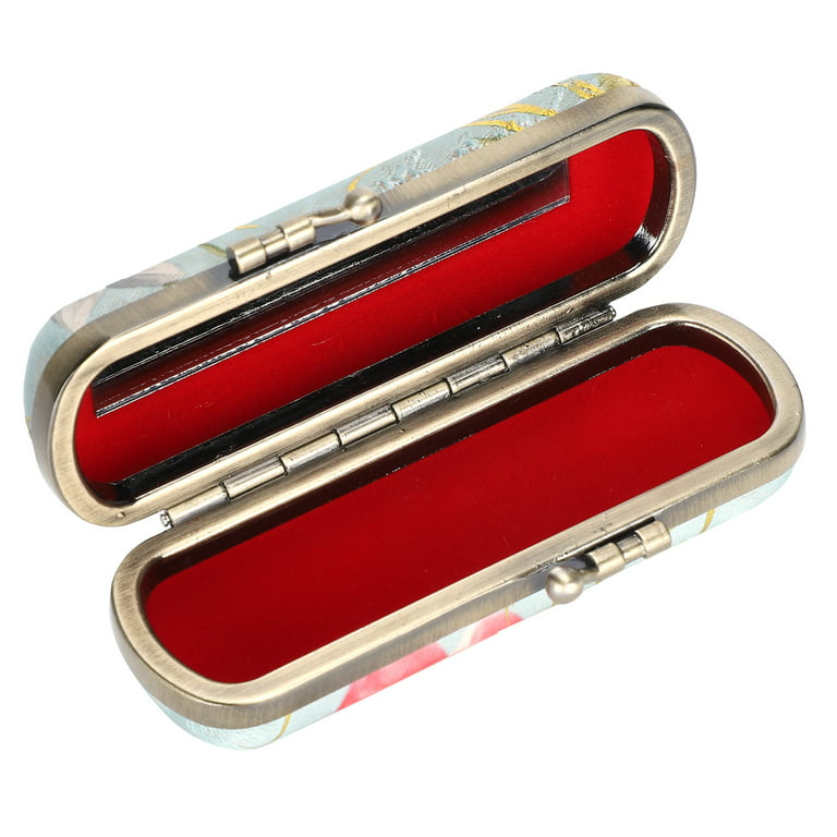 Lipstick Case Holder with Mirror Mini Lipstick Cosmetic Storage Box Lip  Gloss Purse Lip Stick Holder,Vintage Lipstick Case Floral Ladies Lipstick  Jewelry Organizer Bag 