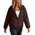 thumbnail image 2 of Bzdzmqm Womens Hooded Zip Up Jackets Fall Winter Spring Casual Windbreaker Lightweight CoverUp Outerwear for Daily Outdoor Wear, Coffee 2XL, 2 of 9