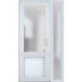 thumbnail image 2 of Front Exterior Prehung Metal-Plastic Door Frosted Glass / Manux 8422 White Silk / Side Window / Office Commercial and Residential Doors Entrance Patio Garage 48" x 80" Left-hand Inswing, 2 of 5