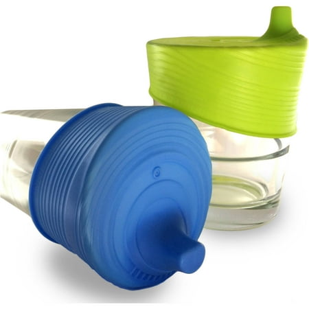 Siliskin Silicone Sippy Tops, Blue/Lime