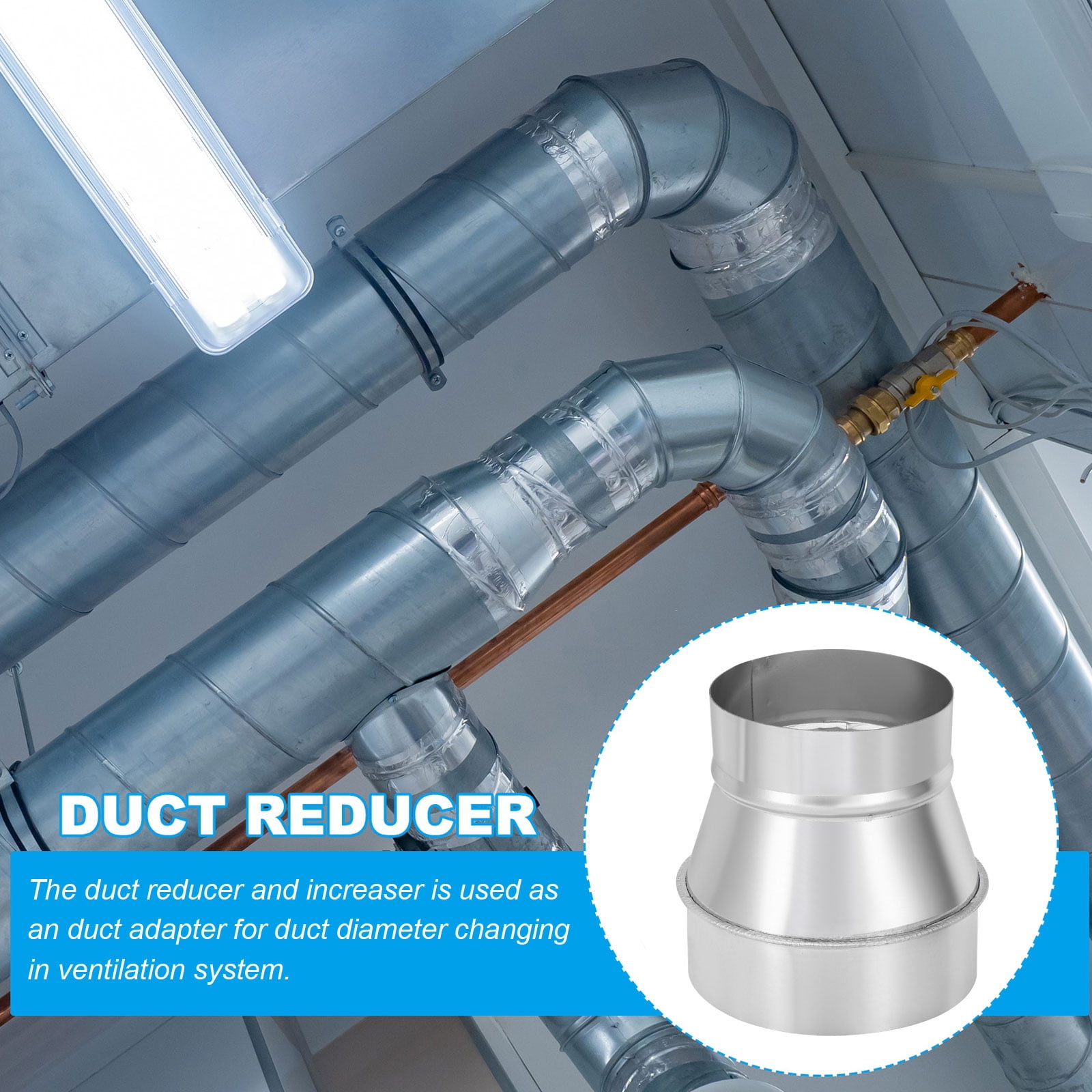 Uxcell 2 Pcs 4" to 5" Galvanized Steel Round Duct Reducer Adapter Connector,Silver Tone