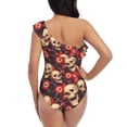thumbnail image 5 of Pofeuu record Skull rock Print Women's One Piece Swimsuits One Shoulder Swimwear Asymmetric Ruffle Monokinis Bathing Suits-XX-Large, 5 of 6