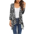 thumbnail image 1 of Cardigan for Women's Plus Size Summer Dressy 3/4Sleeve Fashion Comfortable Pockets Printing Cardigan Top Blouse Party Up to 65% off, 1 of 5
