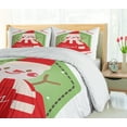 thumbnail image 5 of Ambesonne Christmas Duvet Cover Sets, X'mas Candy Cane Snowman, 2-King, Pistachio Green Vermilion, 5 of 7