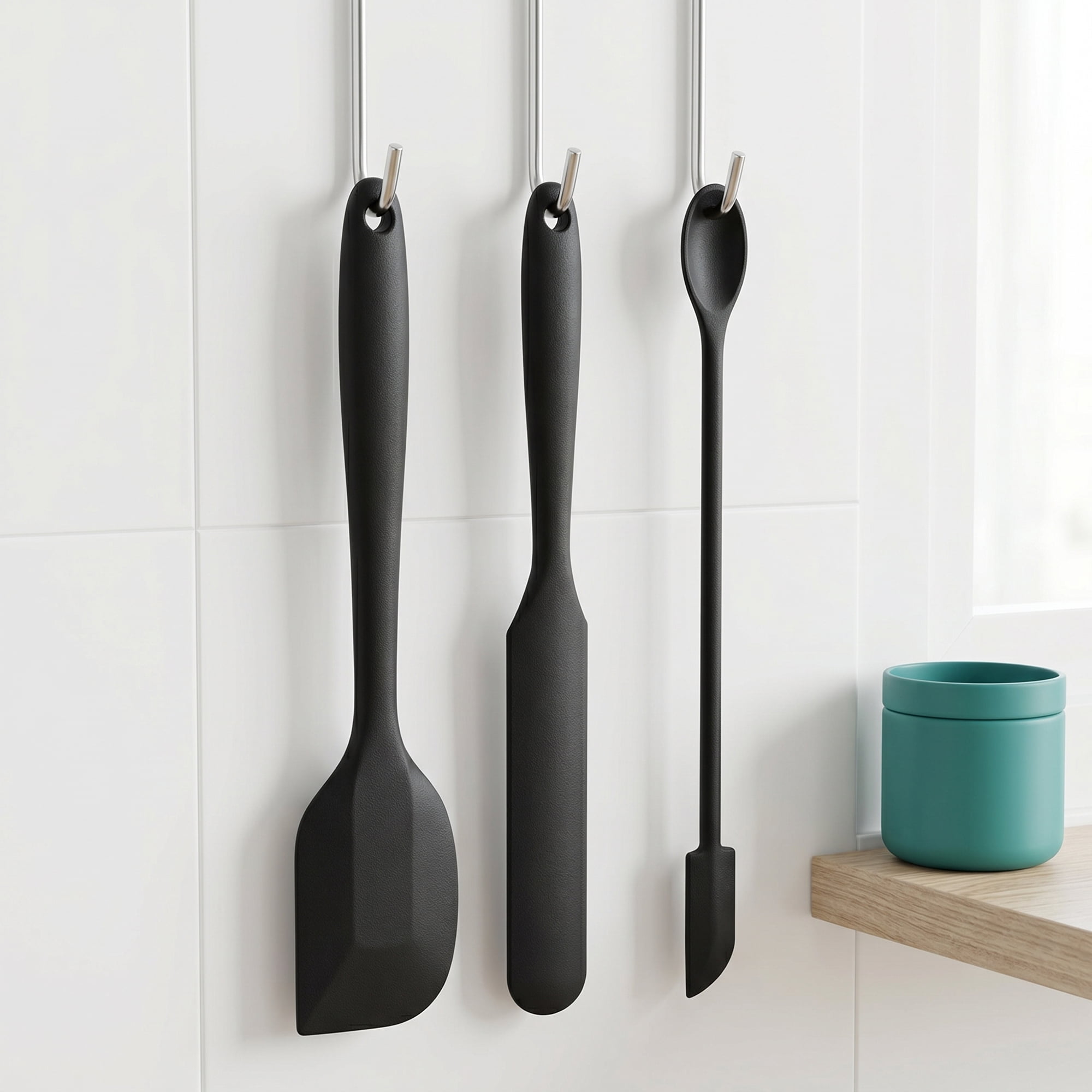 Unique Bargains 9Pcs Kitchen Spatula Set Heat-Resistant Cooking Utensils Black