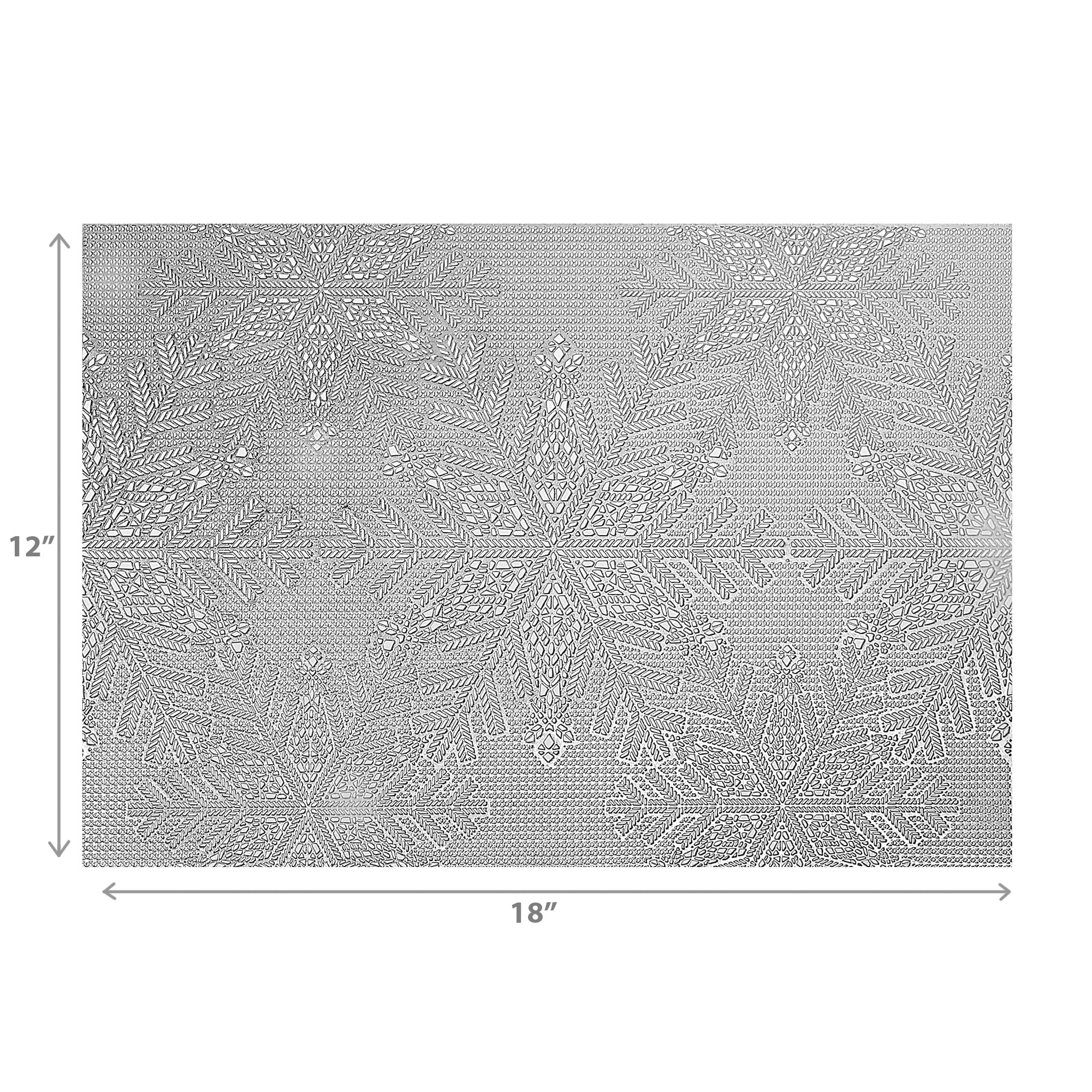 Pvc Rect. Cut Out Snowflake Placemat (Silver) - Set of 12