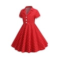 thumbnail image 5 of YOUYEDIAN Kids Notch Lapel 50s Dress for Girls Vintage Retro 1950s Polka Dot Dress for Girls 50's Swing Dress (Red, 4-5 Years), 5 of 5