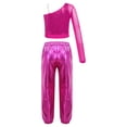 thumbnail image 2 of YONGHS Kids Girls One Shoulder Crop Top with Metallic Harem Pants Hip Hop Ballet Dance Outfits Hot Pink 12, 2 of 7