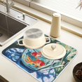 thumbnail image 2 of Yayeee Drying Mat for Kitchen Counter Dishes Microfiber Coffee Decorative Pad, Red Goldfish, 2 of 9