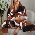 thumbnail image 4 of Goofa Brown Football On Black Printed Women’s 2 Piece Pajama Set Super,Pajamas Women's Long Sleeve Sleepwear Soft Button Down Loungewear Pjs Lounge Set Nightwear-X-Large, 4 of 9