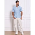 thumbnail image 5 of DARING DIVA Men's Camp Collar Button Down Short Sleeve Distressed Ripped Shirts L Blue, 5 of 7