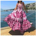 thumbnail image 2 of Vestidos de playa de estilo bohemio de verano para mujer, vestido de tirantes finos con estampado a media pierna, 2 of 5