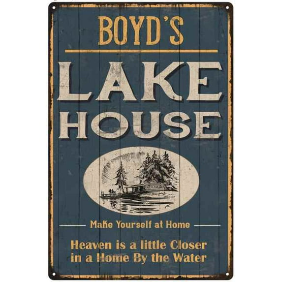 BOYD'S Lake House Blue Cabin Home Decor 8 x 12 High Gloss Metal 208120038164